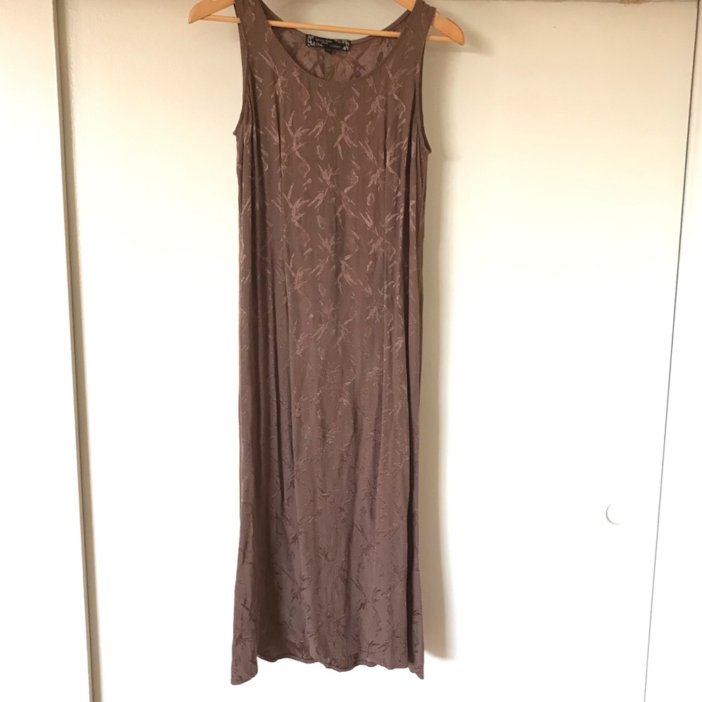 Vintage Brown Silky Bias Cut Tank Dress